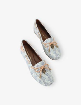 KURT GEIGER LONDON: Eagle-Embellished Grained-Leather Moccasin Loafers