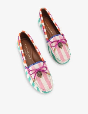 KURT GEIGER LONDON: Eagle-Embellished Canvas Moccasin Loafers