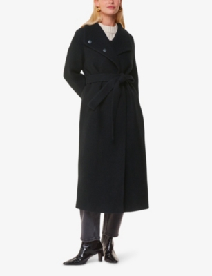 Whistles Omens  Morgan Funnel-neck Wool Coat In Black
