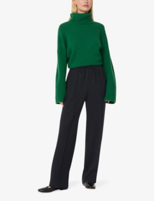 Whistles Womens Black Maria Wide-leg Mid-rise Crepe Trousers In Black