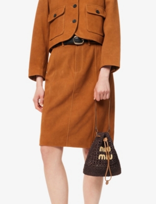 MIU MIU: Logo-Embroidered Mini Crochet Shoulder Bag