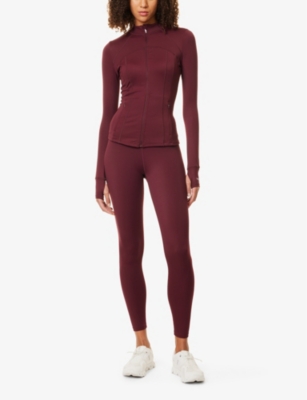 Shop We Are Tala Omens Wine Skinluxe V-waist High-waisted Stretch-recycled Nylon Leggings