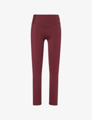 Shop We Are Tala Omens Wine Skinluxe V-waist High-waisted Stretch-recycled Nylon Leggings