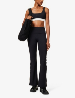 We Are Tala Omens  Dayflex Flared-leg High-rise Stretch Recycled-nylon Legging In Shadow Black / Frost