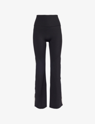 We Are Tala Omens  Dayflex Flared-leg High-rise Stretch Recycled-nylon Legging In Shadow Black / Frost