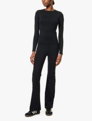 We Are Tala Omens Round-neck Long-sleeve Stretch-modal T-shirt Black In Black