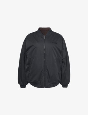 WE ARE TALA: Reversible bomber oversized woven jacket