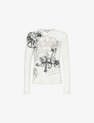 Jaded London Mens Cream Gothic Waffle Henley Long-sleeves Regular-fit Cotton T-shirt In Cream