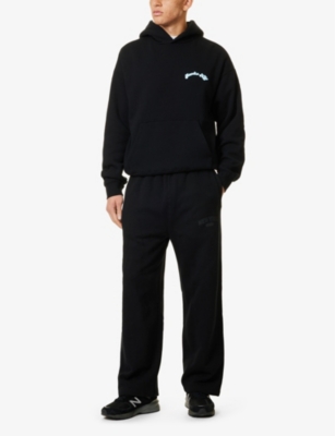 Script logo-print wide-leg cotton-jersey jogging bottoms