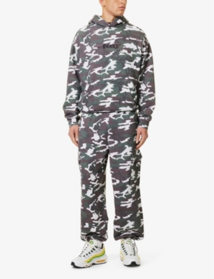 Cargo camouflage wide-leg cotton-jersey jogging bottoms