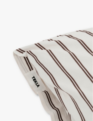 Tekla Percale Double Organic-cotton Pillow Sham 50cm X 75cm Hopper Stripes In Hopper Stripes