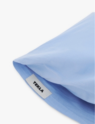 Tekla Percale Double Organic-cotton Pillow Sham 50cm X 75cm Island Blue In Island Blue