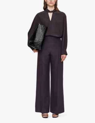 Joseph Womens Alane Wide-leg Wool And Silk Trousers Aurora In Aurora