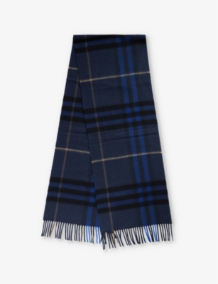 BURBERRY: Check-print fringed cashmere scarf