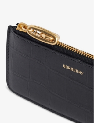 BURBERRY: Rocking Horse croc-effect leather card holder