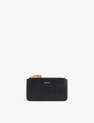 BURBERRY: Rocking Horse croc-effect leather card holder