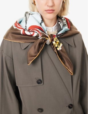 BURBERRY: Graphic-print silk scarf
