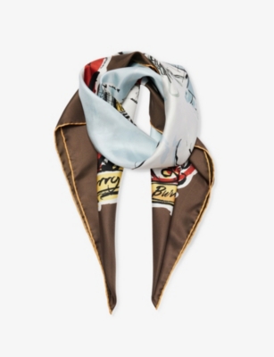 BURBERRY: Graphic-print silk scarf