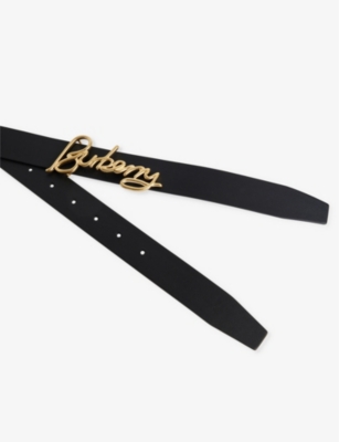 Shop Burberry Womens Black/soap Signature Reversible Leather Belt