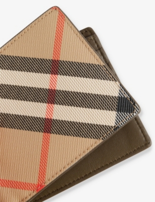 BURBERRY: Check bi-fold coated canvas wallet