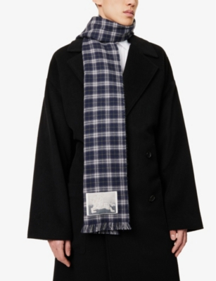 BURBERRY: Reversible check-pattern cashmere knitted scarf