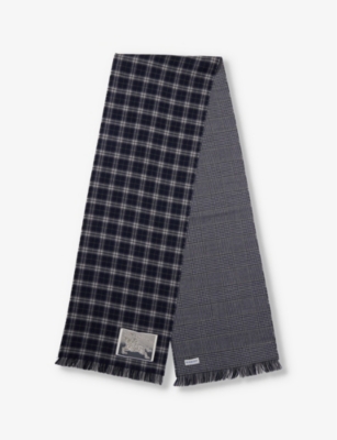 BURBERRY: Reversible check-pattern cashmere knitted scarf