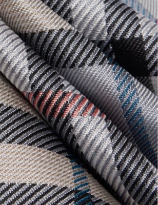 BURBERRY MENS GLACIER IP CHECK CHECK-PATTERN SILK TIE