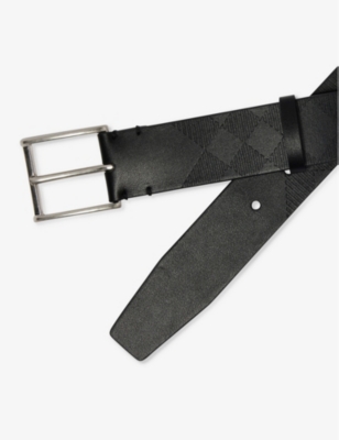 BURBERRY: Embossed signature check-pattern leather belt