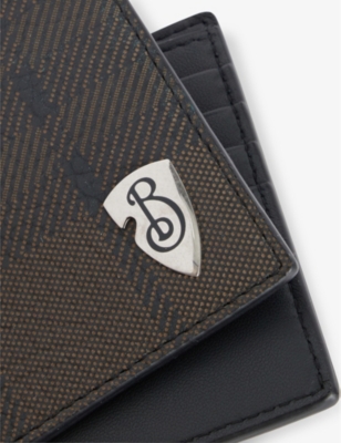 BURBERRY: Check-print bifold leather walle