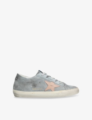 Shop Golden Goose Womens Blue/pal.c Super Star Suede Low-top Trainers Eur 40 / 7 Uk