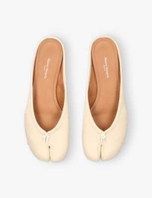Maison Margiela Womens Tabi Split-toe Leather Ballet Flats Whit In White