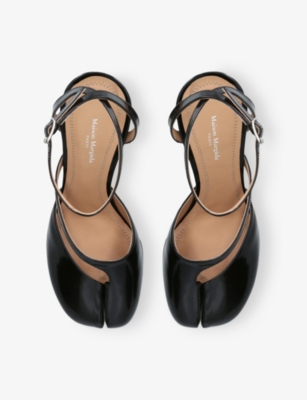 Maison Margiela Womens Tabi Split-toe Heeled Leather Courts Blac In Black