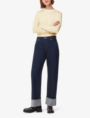 Whistles Womens Round-neck Long-sleeve Wool-blend Top Yellow In Yellow
