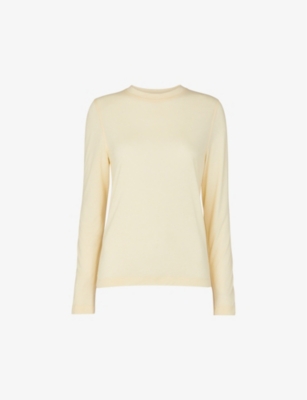 Whistles Womens Round-neck Long-sleeve Wool-blend Top Yellow In Yellow