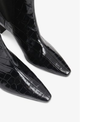 Whistles Womens Darla Crocodile-embossed Leather Heeled Ankle Boots Black Eur 39 / 6 Uk In Black