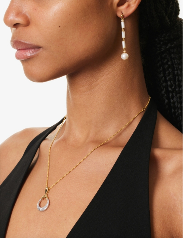 Bianca 18ct yellow gold-plated sterling-silver and cubic zirconia pendant necklace