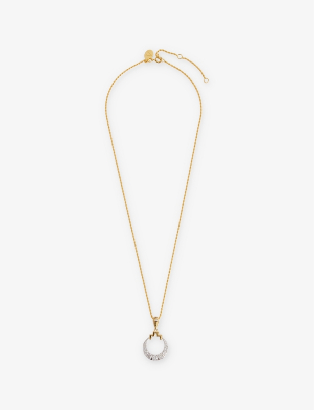 Bianca 18ct yellow gold-plated sterling-silver and cubic zirconia pendant necklace