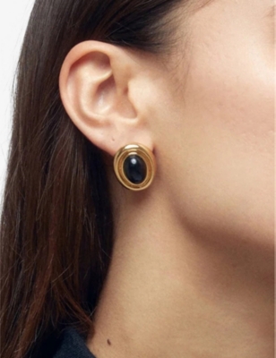 Heaven Mayhem Rowan Oval Stud Earrings In Gold