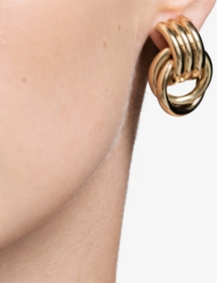 Heaven Mayhem Baby Knot Multi Row Drop Earrings In Gold