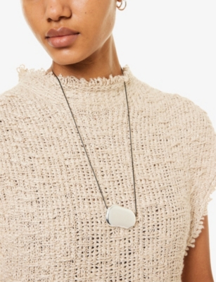 HEAVEN MAYHEM WOMENS SILVER / BLACK JULIA GLASS AND CORD PENDANT NECKLACE