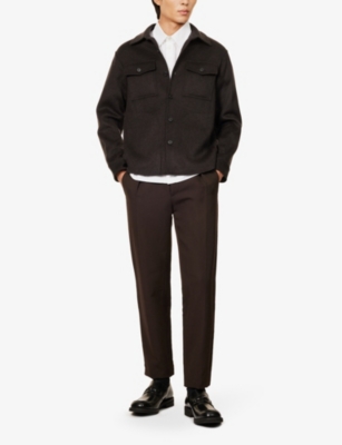 THEORY: Patch-pocket overshirt wool- and cashmere-blend felt jacket