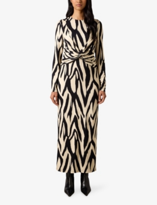 Ro&zo Womens Mono Abstract-pattern Tie-front Stretch-jersey Maxi Dress In Mono