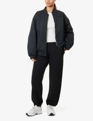 Lululemon Womens  Tapered-leg Cotton-blend Jogging Bottoms In Black