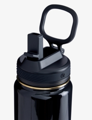 Lululemon Womens Back To Life Straw-lid Steel Sport Bottle 24oz Black In Black