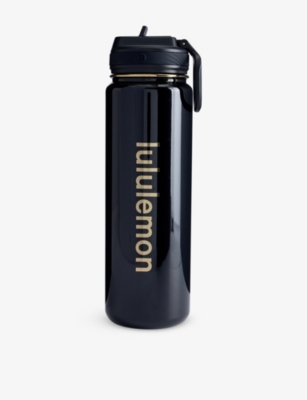 Lululemon Womens Back To Life Straw-lid Steel Sport Bottle 24oz Black In Black