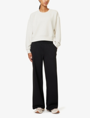 Lululemon Womens Bone Softstreme Oversized Cropped Crewneck Jersey Sweatshirt In Bone