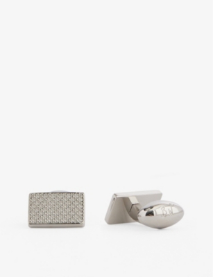 Babette Wasserman London Mens  Clover Tile Cufflinks Rhodium-plated Metal Cufflinks In Rhodium