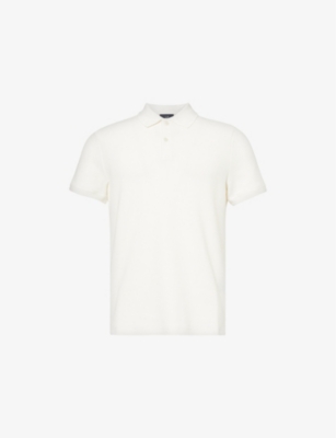DUNHILL MENS WHITE SHORT-SLEEVE REGULAR-FIT COTTON POLO SHIRT 