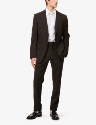 DUNHILL: Stripe-Pattern Contrast-Collar Cotton Shirt