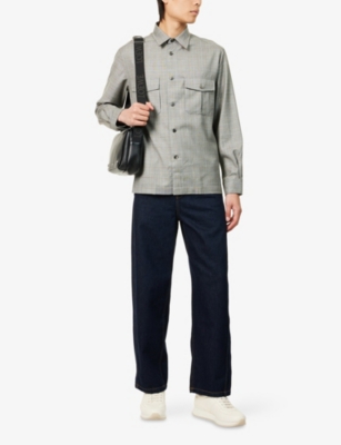 DUNHILL: Windowpane-Check Regular-Fit Merino-Wool Overshirt